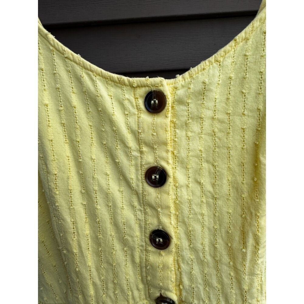Japna Butter Yellow Eyelet Ruffle Hem Sun Dress Smocked Back Boho Summer M - Picture 15 of 15